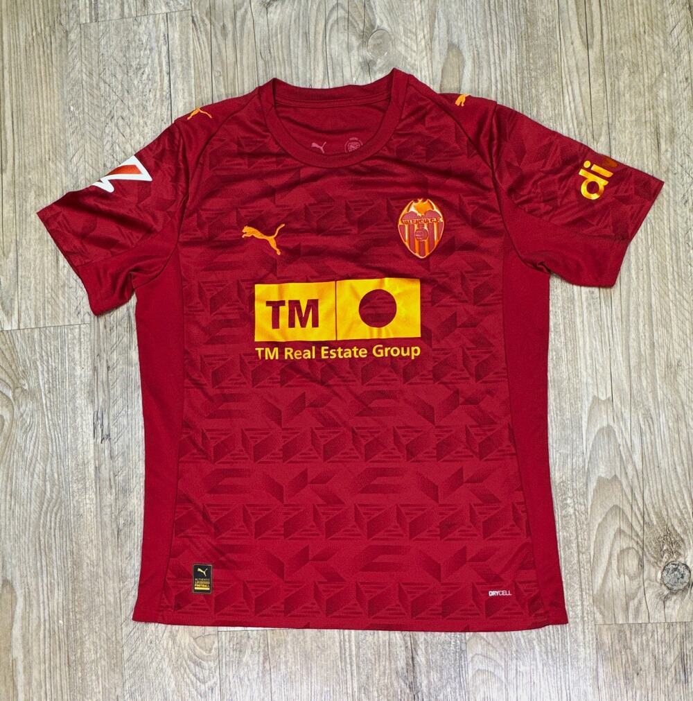 PUMA Valencia CF Soccer Jersey Red Yellow Size M Number 9